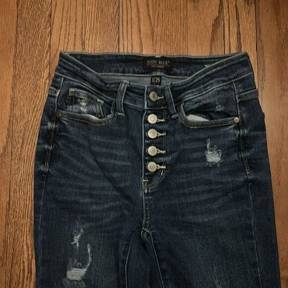 Judy Blue Trouser Flare Distressed jeans 1/25 C - Picture 4 of 11